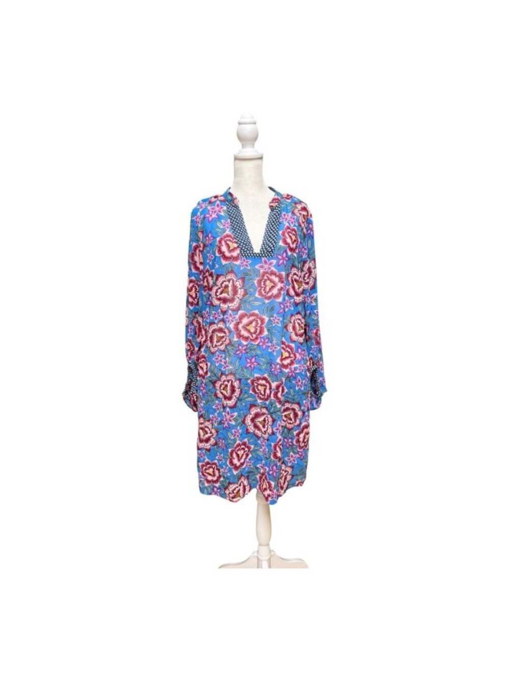 Cabi Floral Sheer Tunic Dress Cover Up Women’s Medium Blue Pink